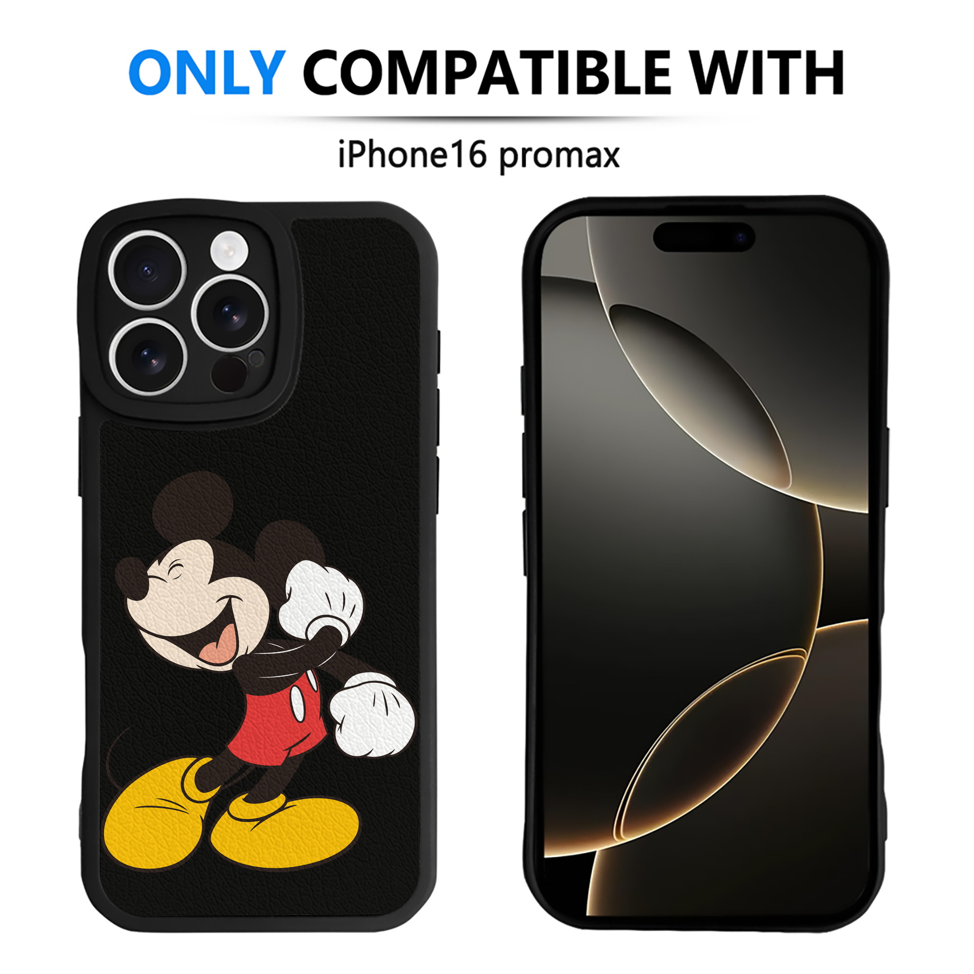 （画像用） ミッキーマウス Mickey Mouse 【iPhone 16シリーズ対応】シリコンスマホケース（レザー調） 材質：シリコン